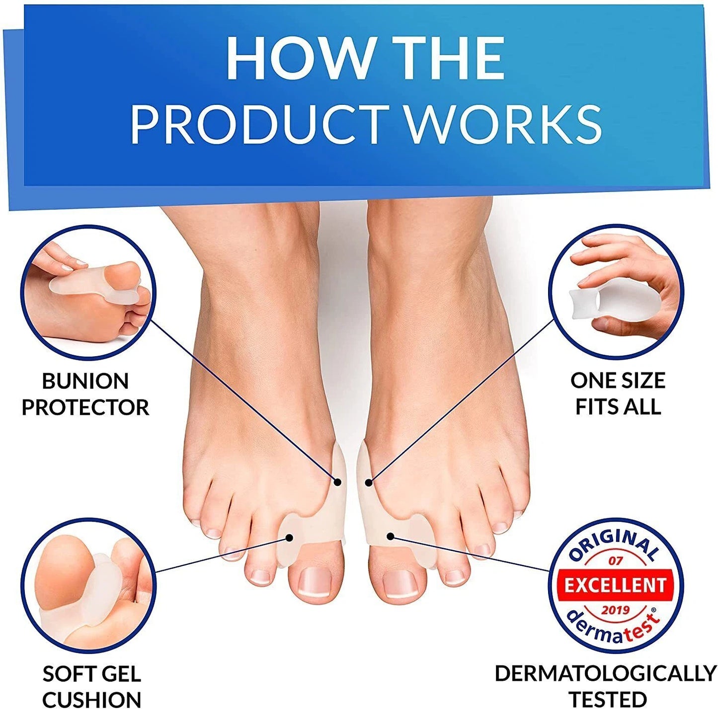 Soft padded bunion corrector showing cushioning detail