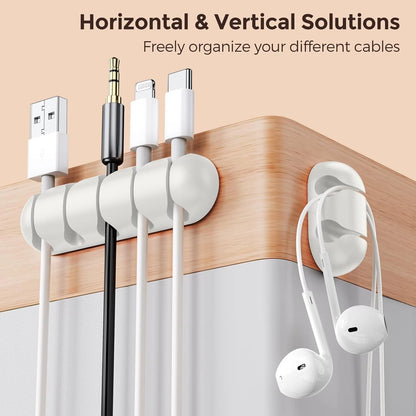 Self adhesive cable clips used for organizing wires neatly on desk