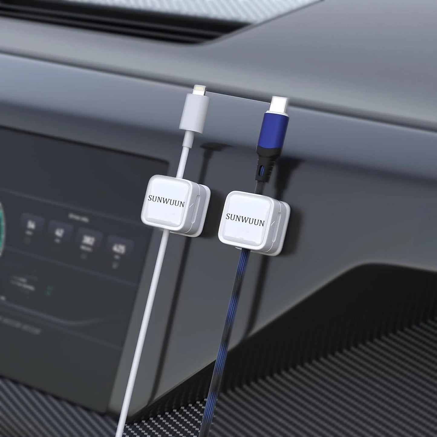 Close-up of magnetic cable management clip strong grip design