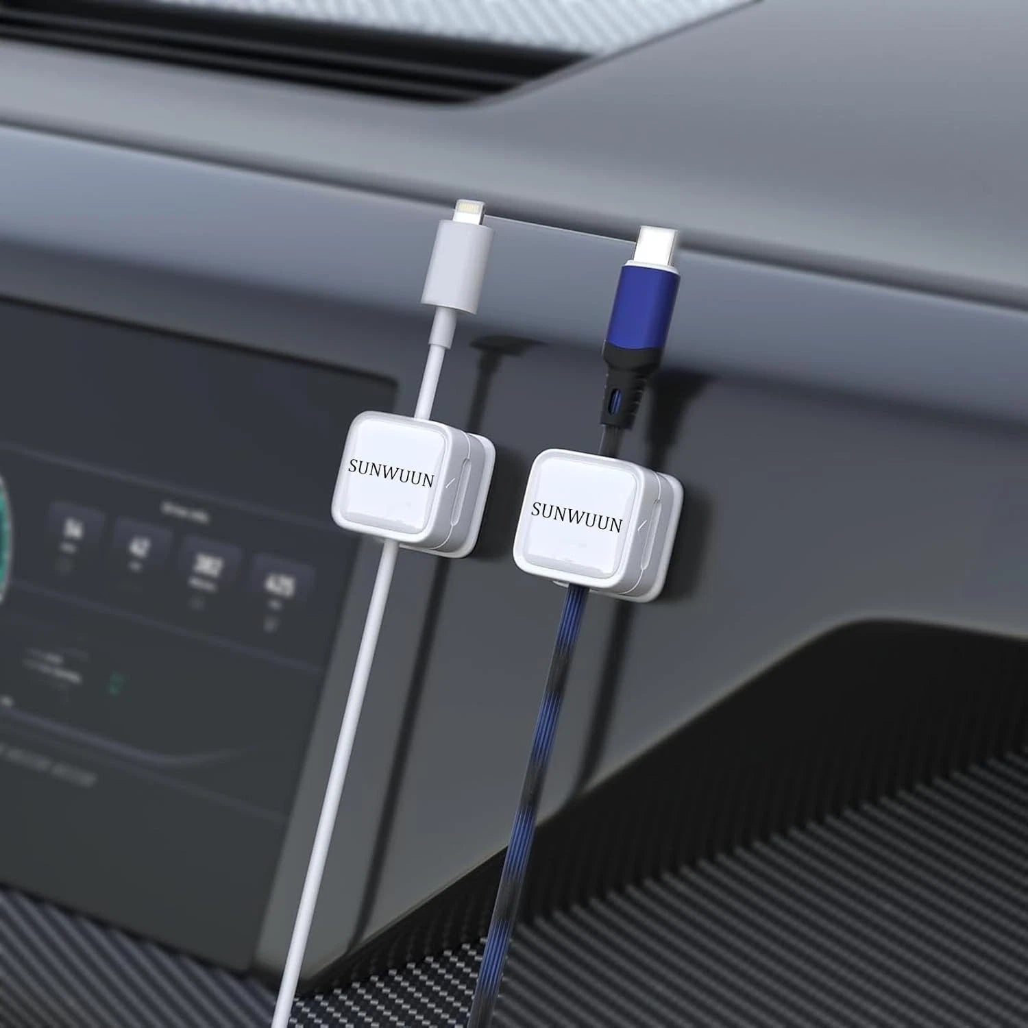 Close-up of magnetic cable management clip strong grip design