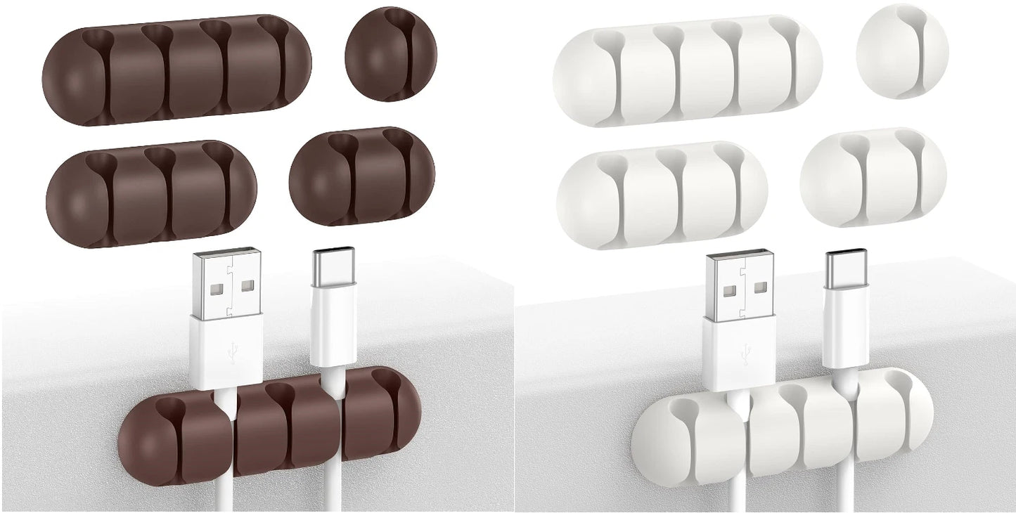 Cable management wire tidy clips used on desk organization