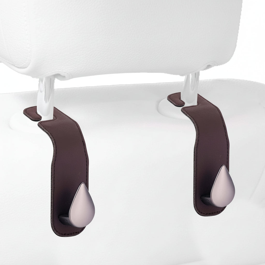 Compact car back seat hook organiser saving space efficiently