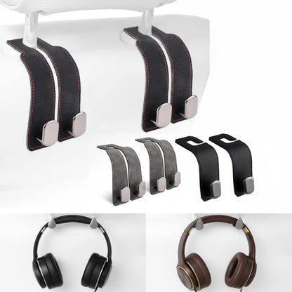 Car headrest hook organiser shown from front angle in vehicle