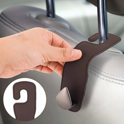 Black car headrest hooks with sleek modern design