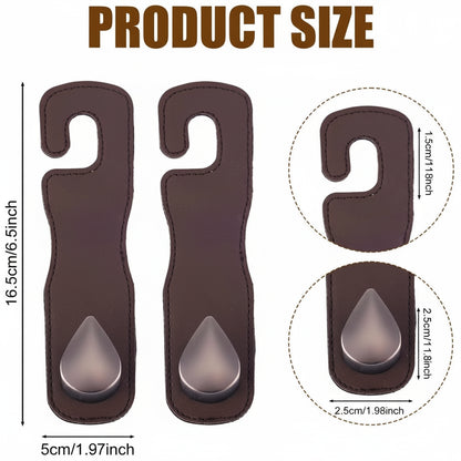 Car headrest hooks holding grocery bags to prevent spills