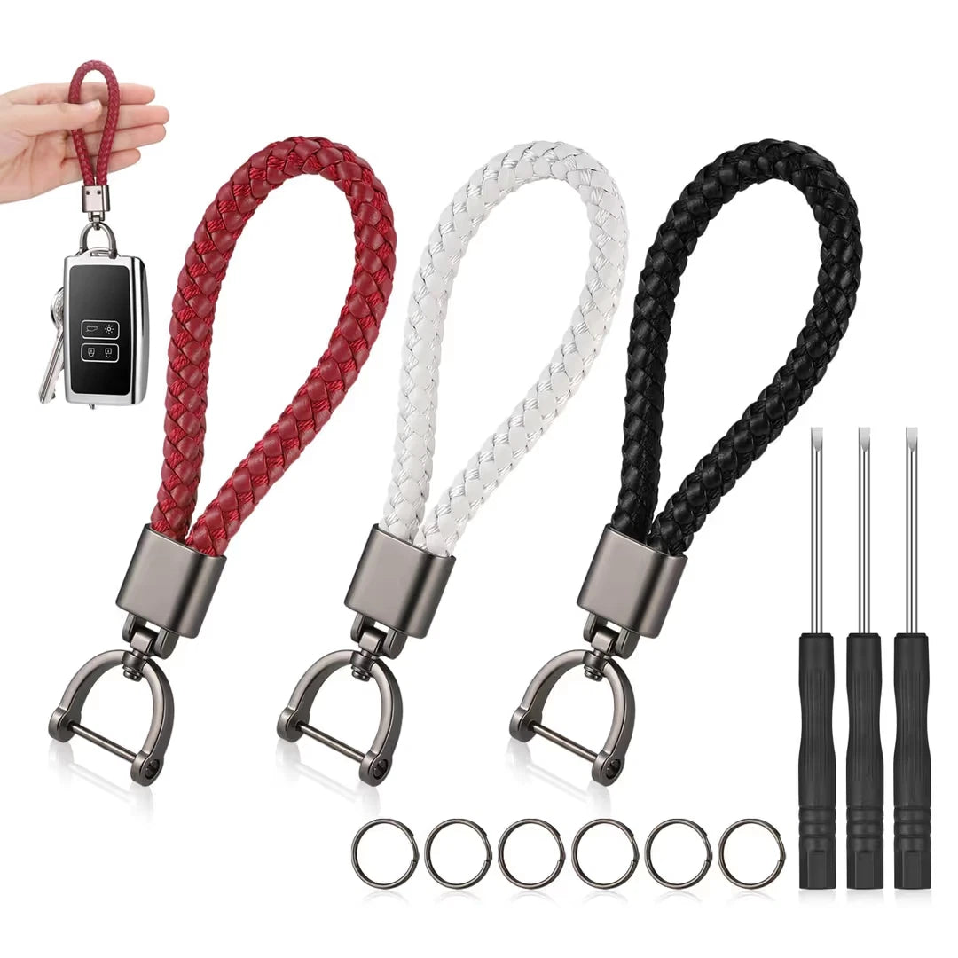 Car keychain strap with D ring fob holder