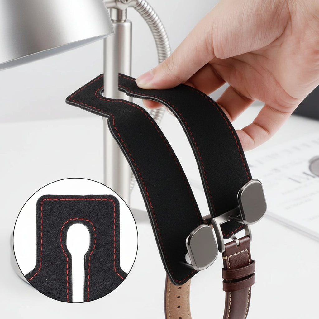 Car organiser hook folded flat behind seat when not in use