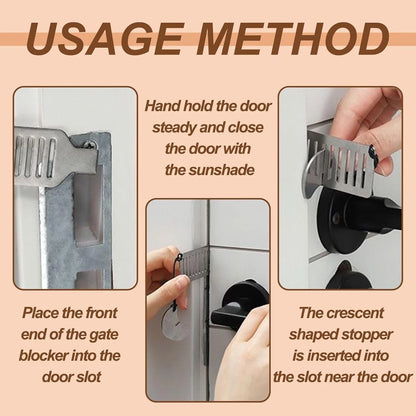 Child safety metal door lock close-up showing strong build