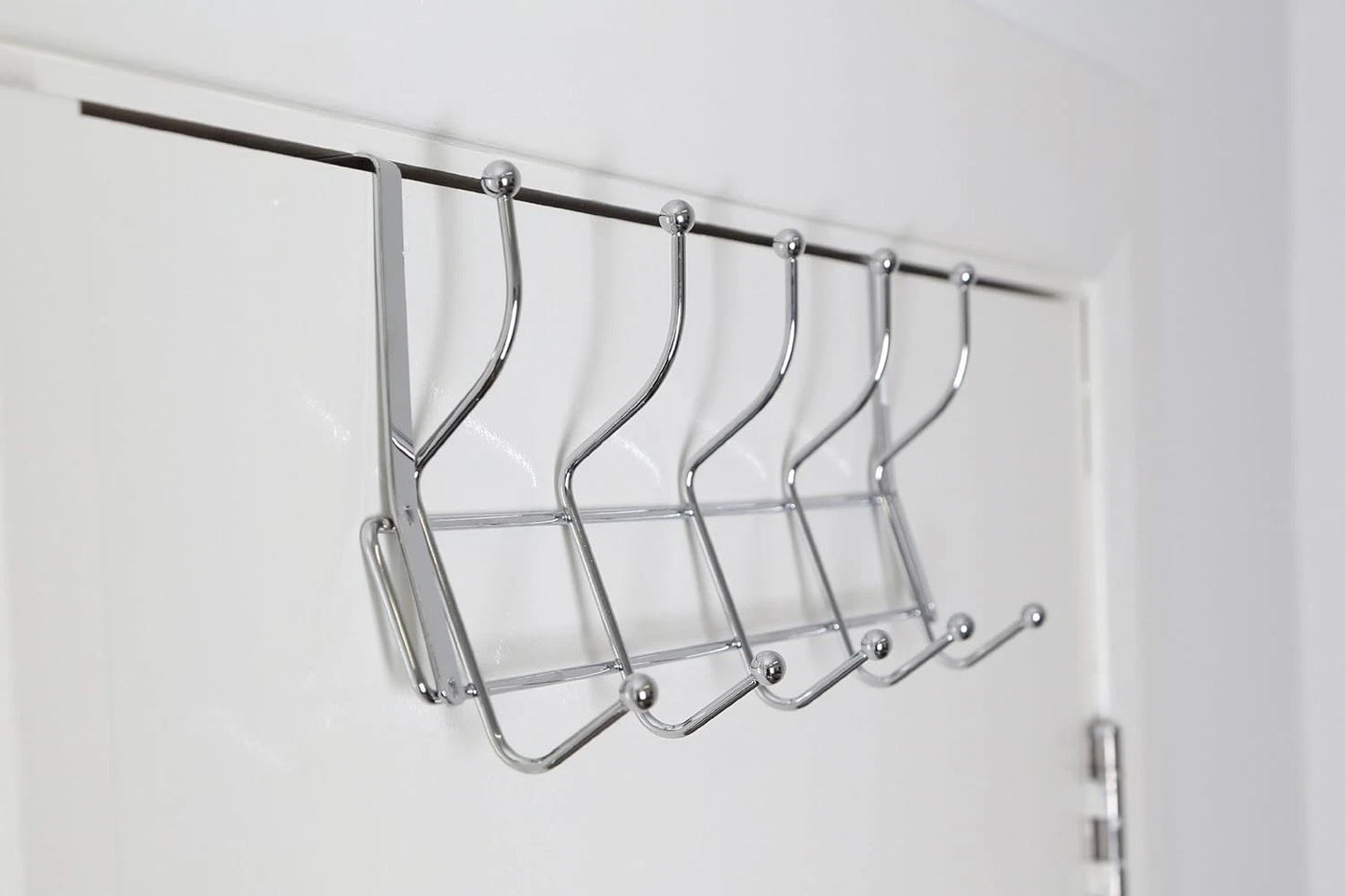 Chrome coat hanger door storage hooks for clothes organization