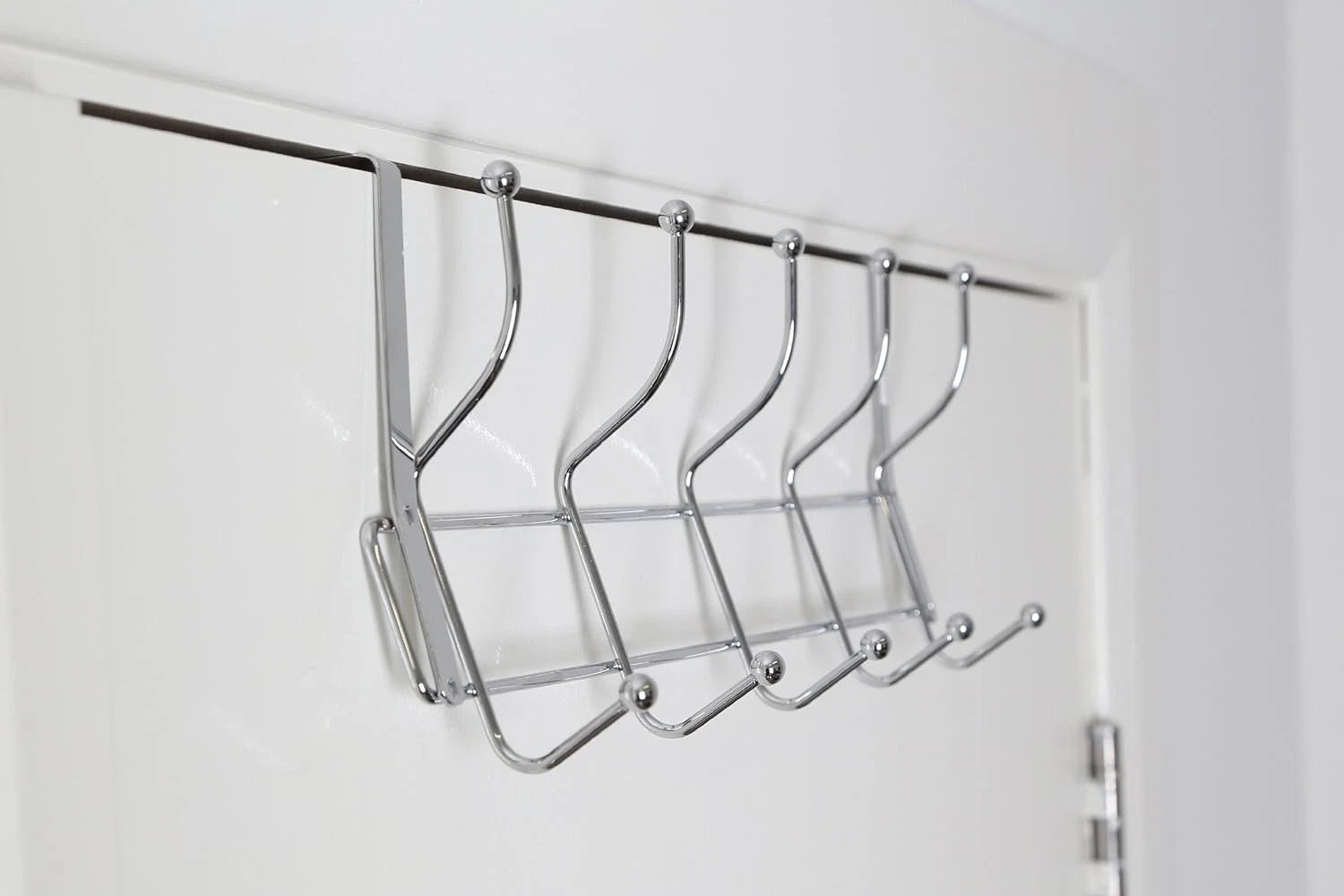 Chrome coat hanger door storage hooks for clothes organization