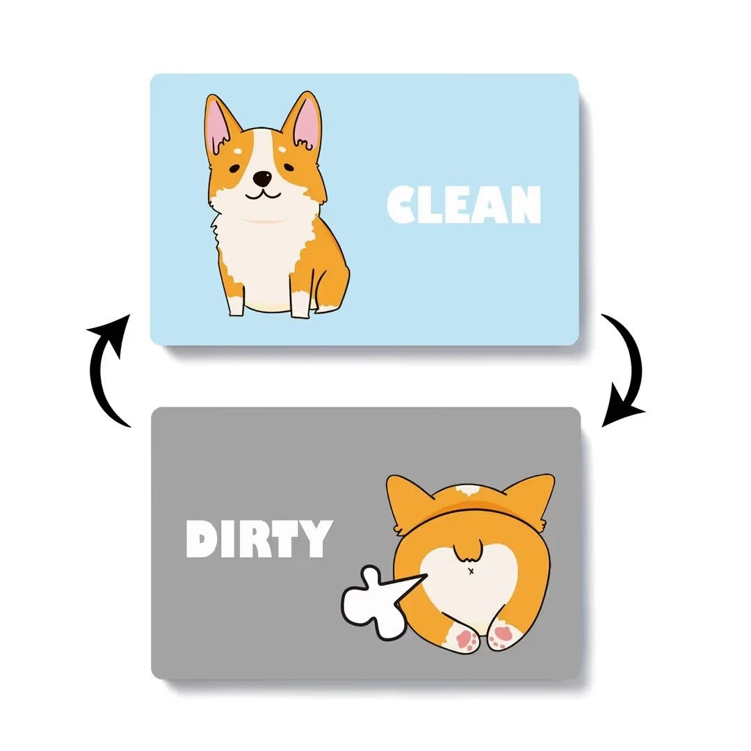 Clean dirty dishwasher magnet with cute dog indicator design