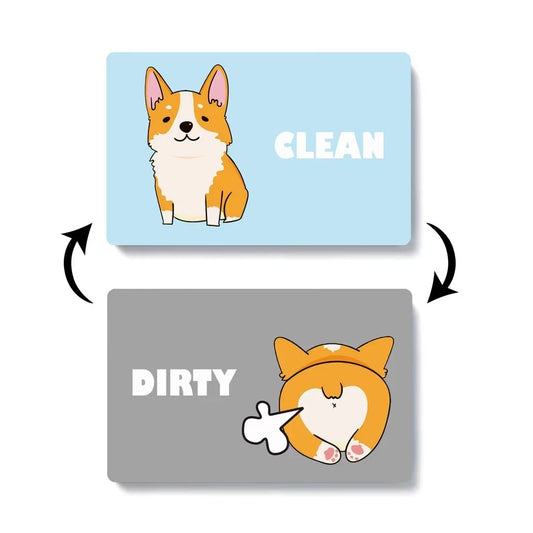 Clean dirty dishwasher magnet with cute dog indicator design