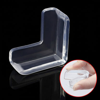 Clear edge guard protecting furniture corners from impact