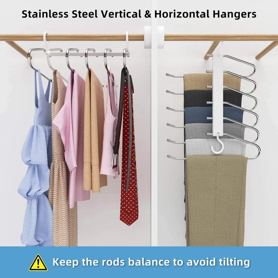 Closet hanger used for jeans and trousers organized storage