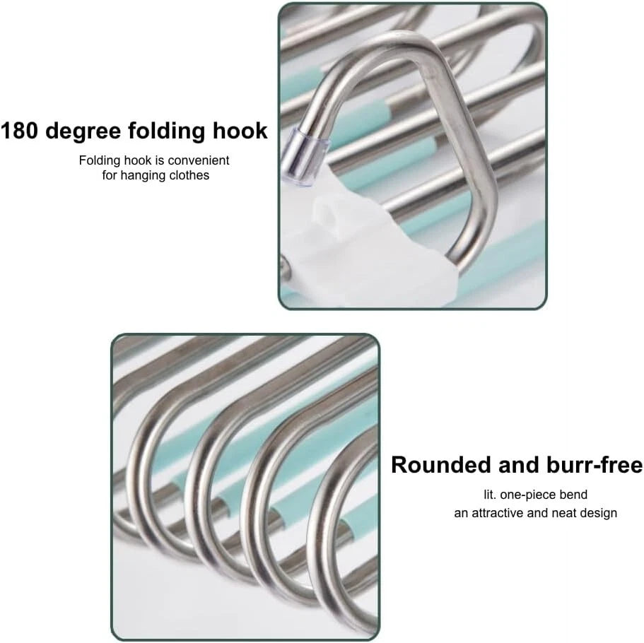 Closet organizer multi tier hanger holding multiple trousers neatly