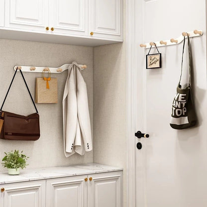 Clothes door hanger wooden hooks for coats and bags storage