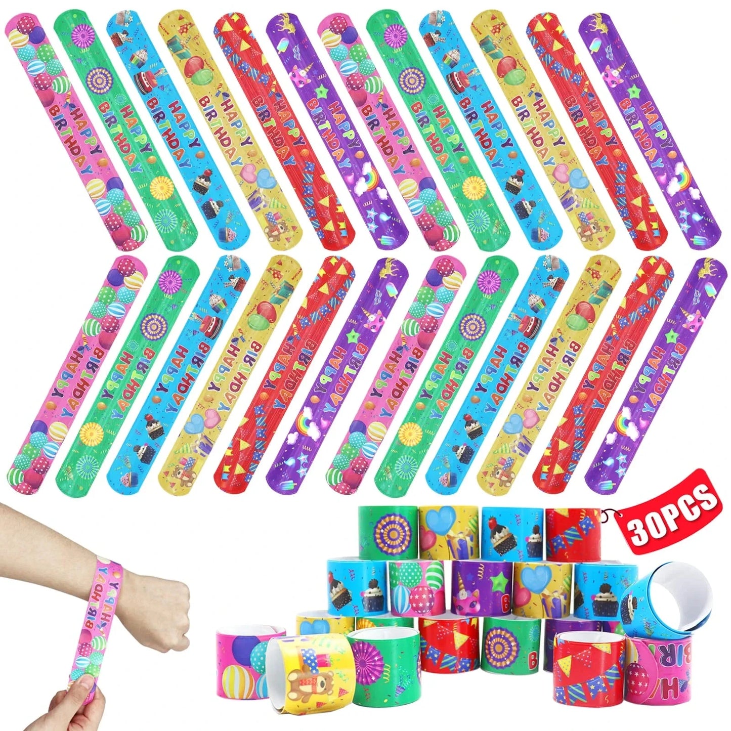 Colourful snap wrist band toy used for fun kids play