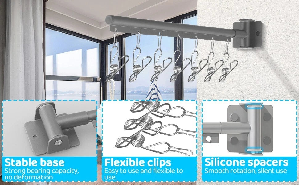 Compact laundry drying rack used for home organization and drying clothes