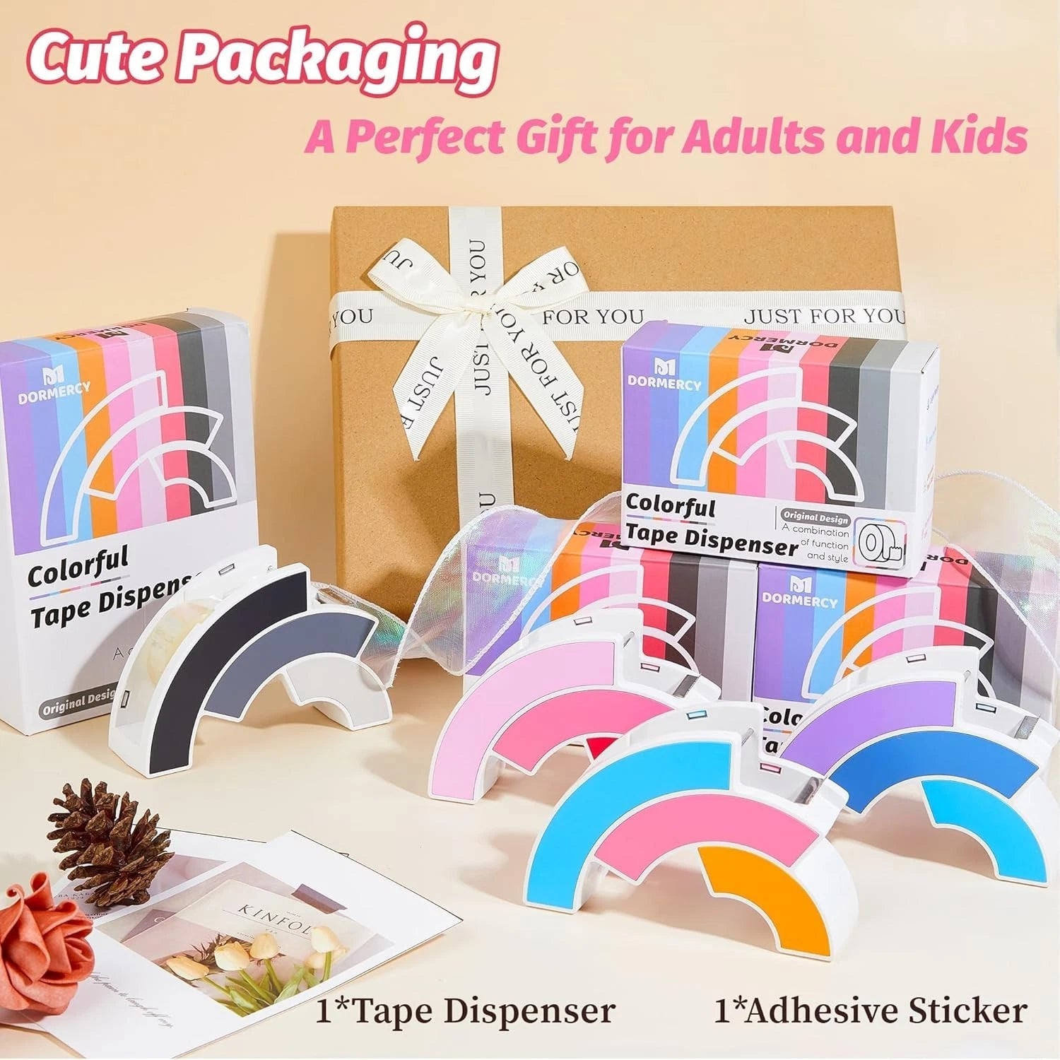 Compact tape holder with stylish modern pink finish