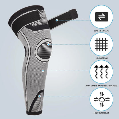 Compression knee sleeve worn during gym workout session