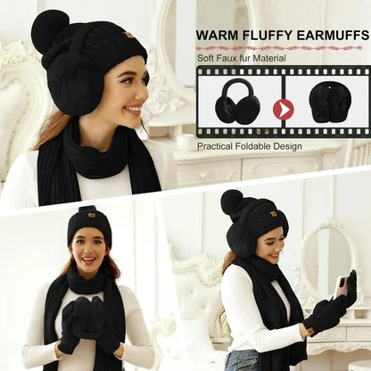 Cozy unisex winter set with hat scarf gloves and ear warmer for cold weather