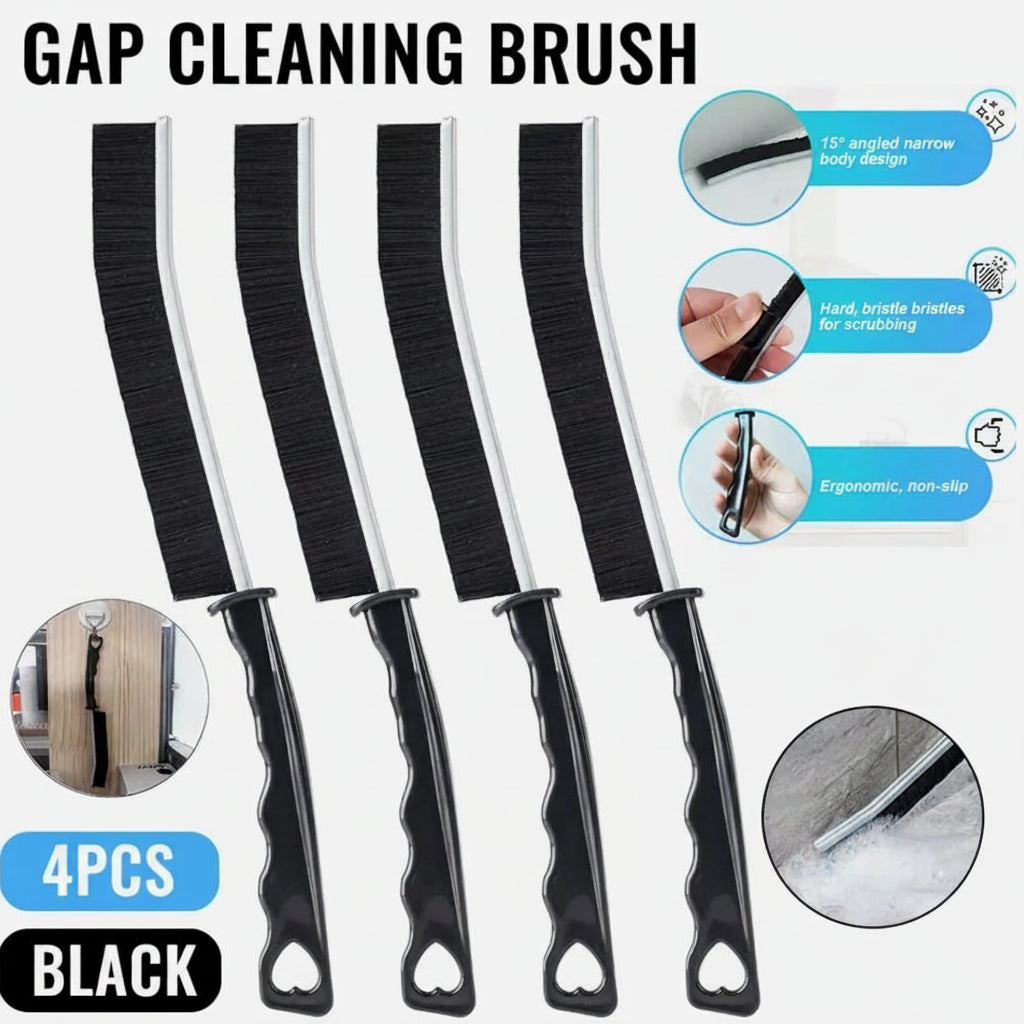 Crevice brush cleaning tile grout lines in bathroom surface