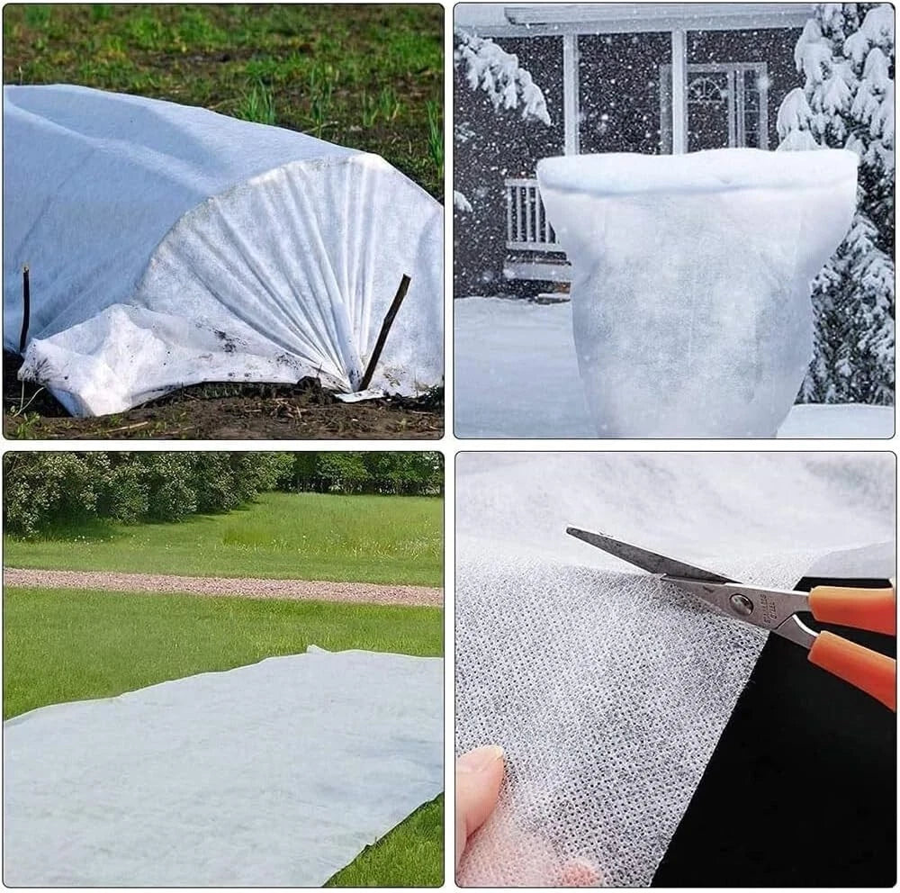 Crop protection fleece used in garden for plants