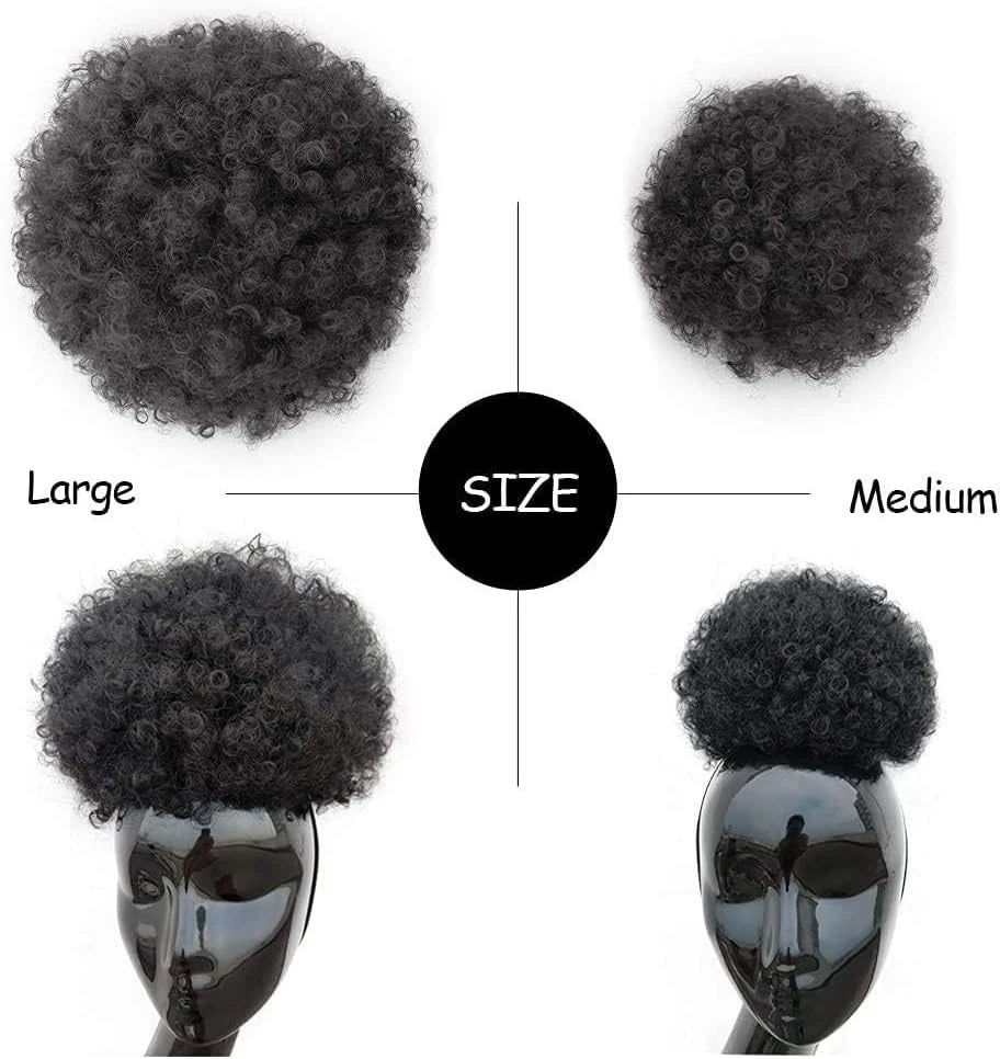 Curly hair bun extension styled for natural everyday look