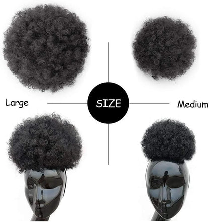 Curly hair bun extension styled for natural everyday look
