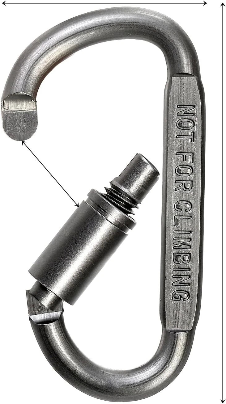 D ring carabiner with secure locking system for safety use
