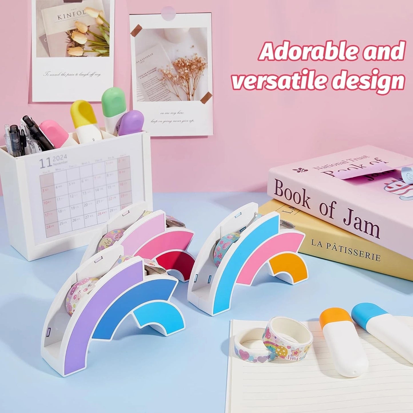 Desk tape holder used for packaging and office tasks