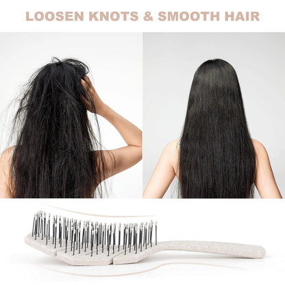 Detangling hairbrush used on wet hair for smooth and gentle brushing