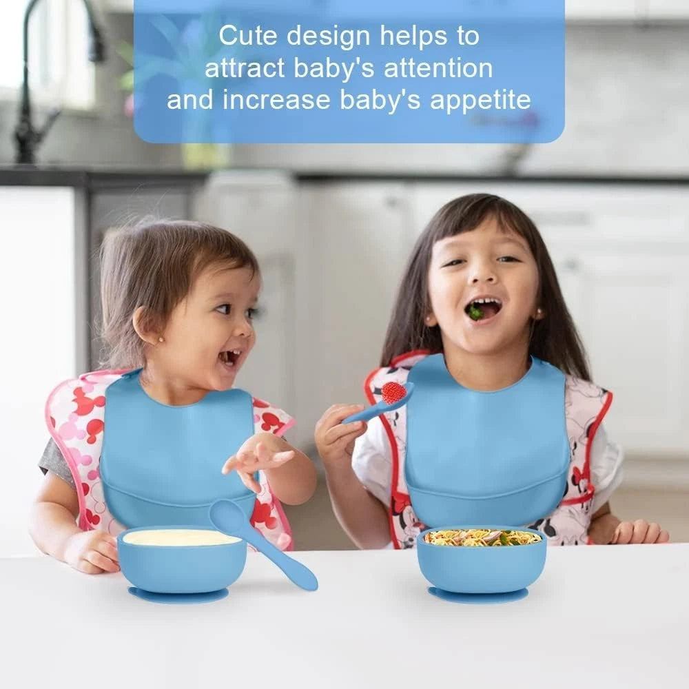 Dishwasher safe baby feeding set detail showing easy cleaning