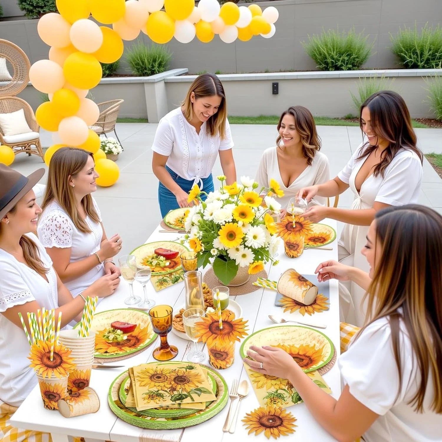 Disposable tableware party set for birthdays, weddings, and hen parties with plates, cups, and cutlery for event decoration and dining setup