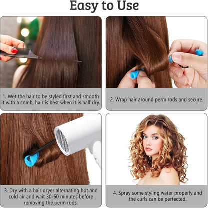 DIY hair perm styling rods set for home and salon use