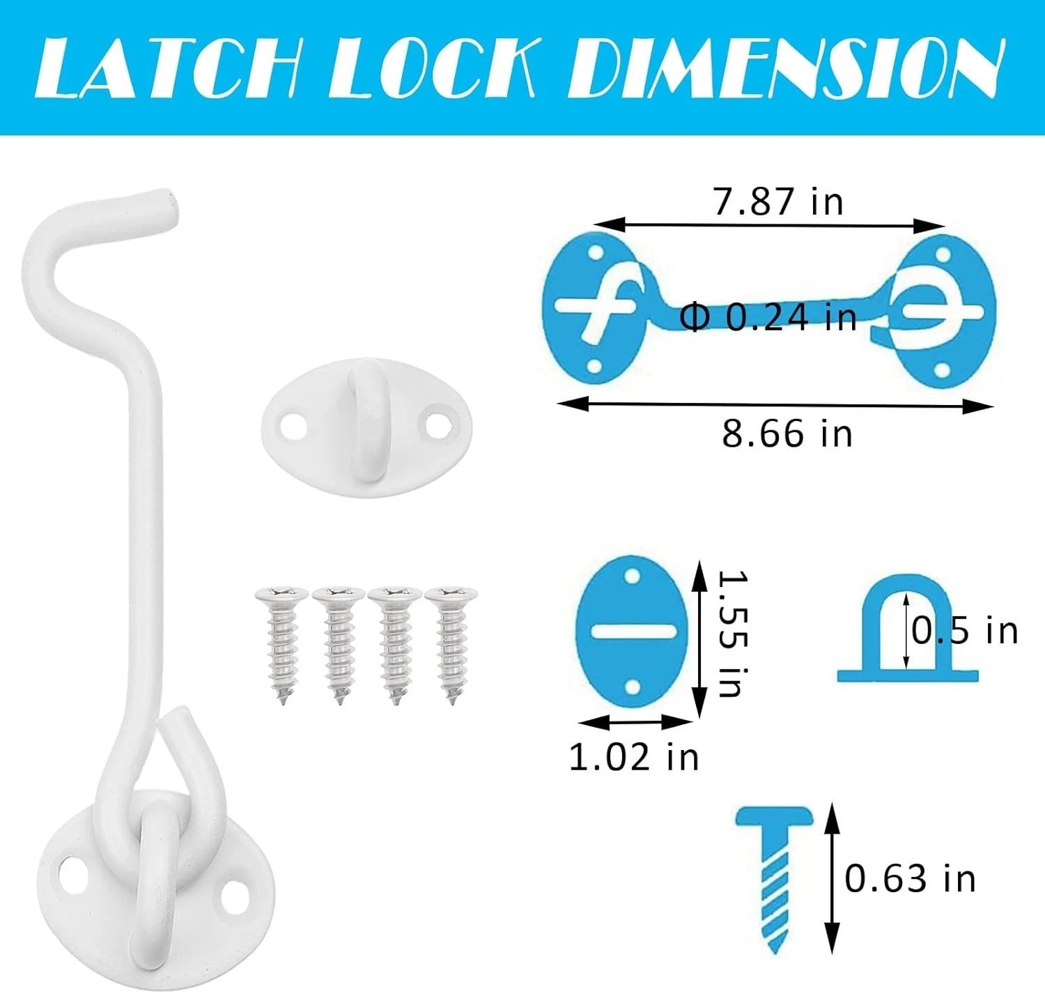 Door gate hook lock used for shed catch security