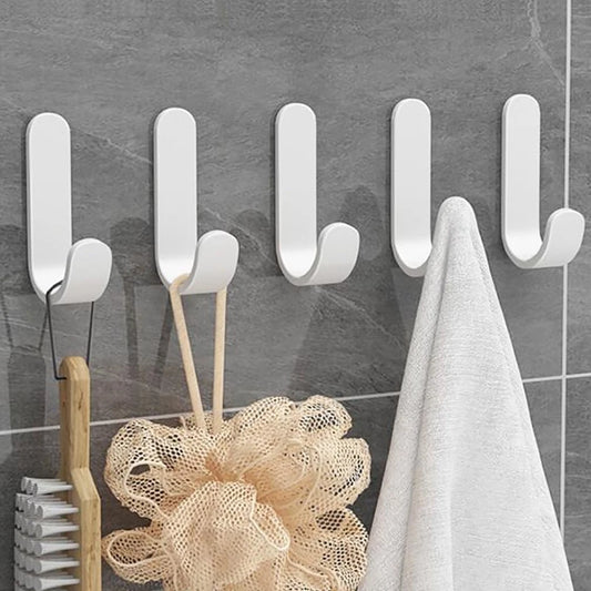 Double coat hooks 5 pack for wall and door hanging