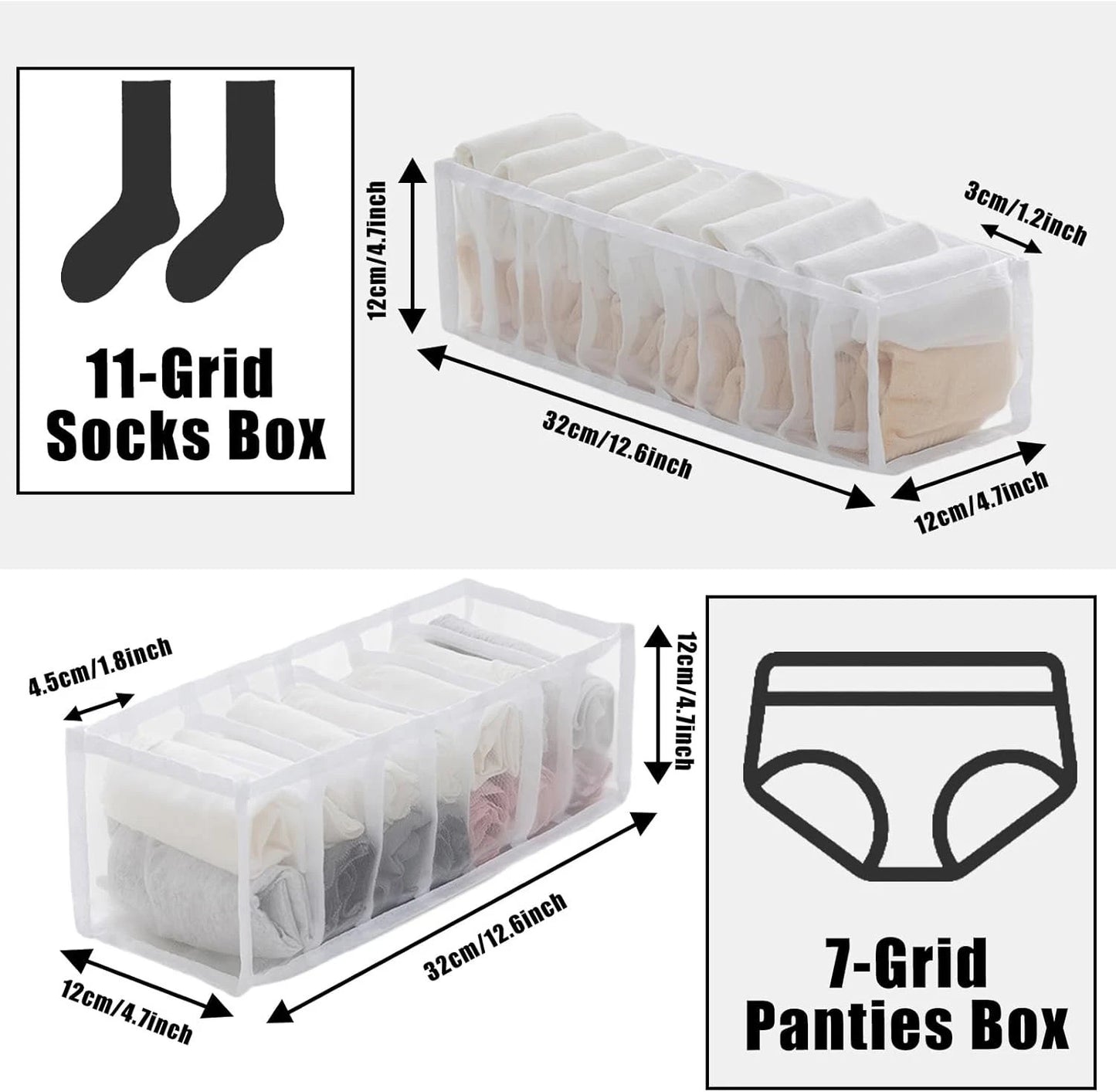 Drawer organiser wardrobe storage box for clothes and accessories