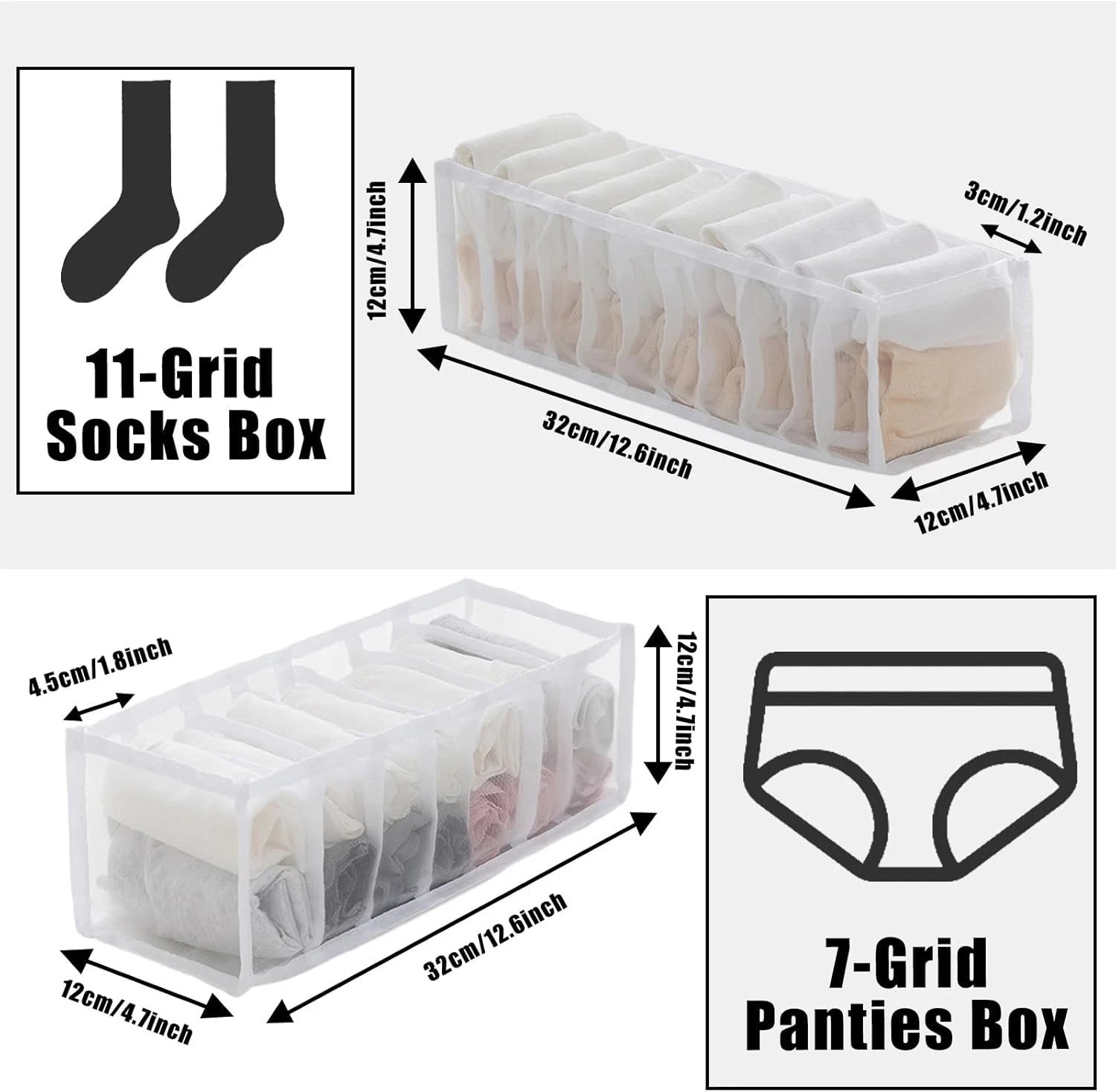 Drawer organiser wardrobe storage box for clothes and accessories