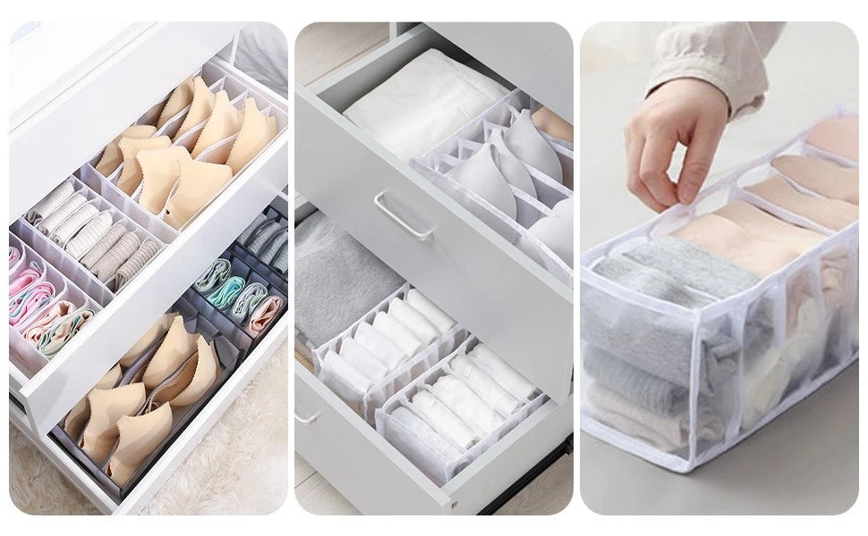Drawer organiser storage box used for wardrobe clothes and underwear organisation