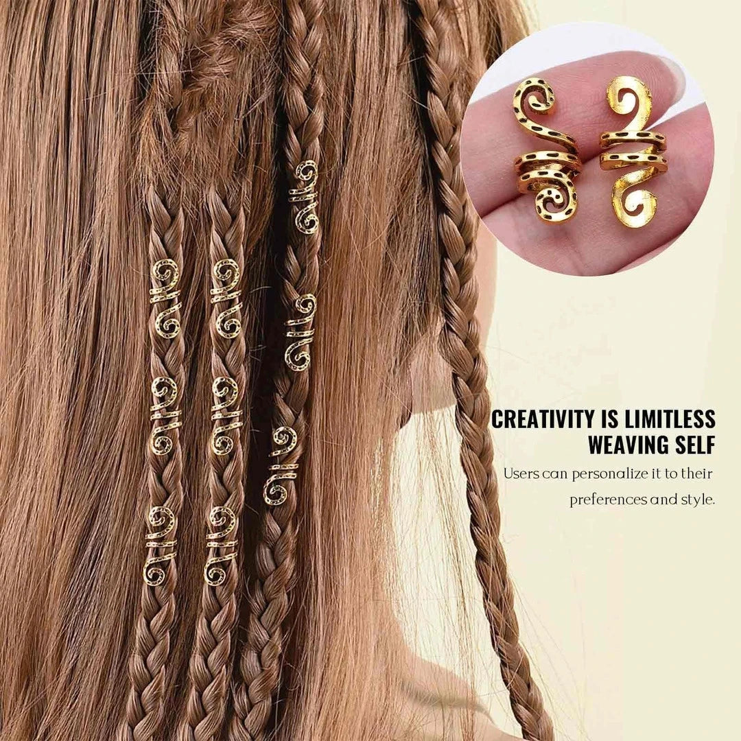 Close-up of dreadlock coil rings and clips for hair decoration