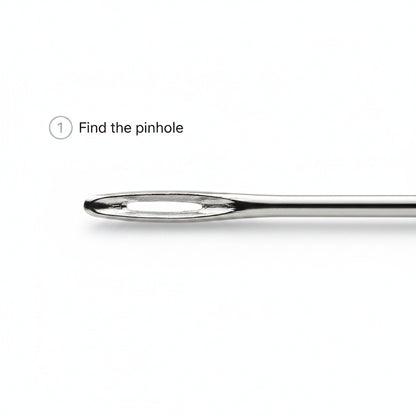 Using needle threader for hand sewing with small needle eye