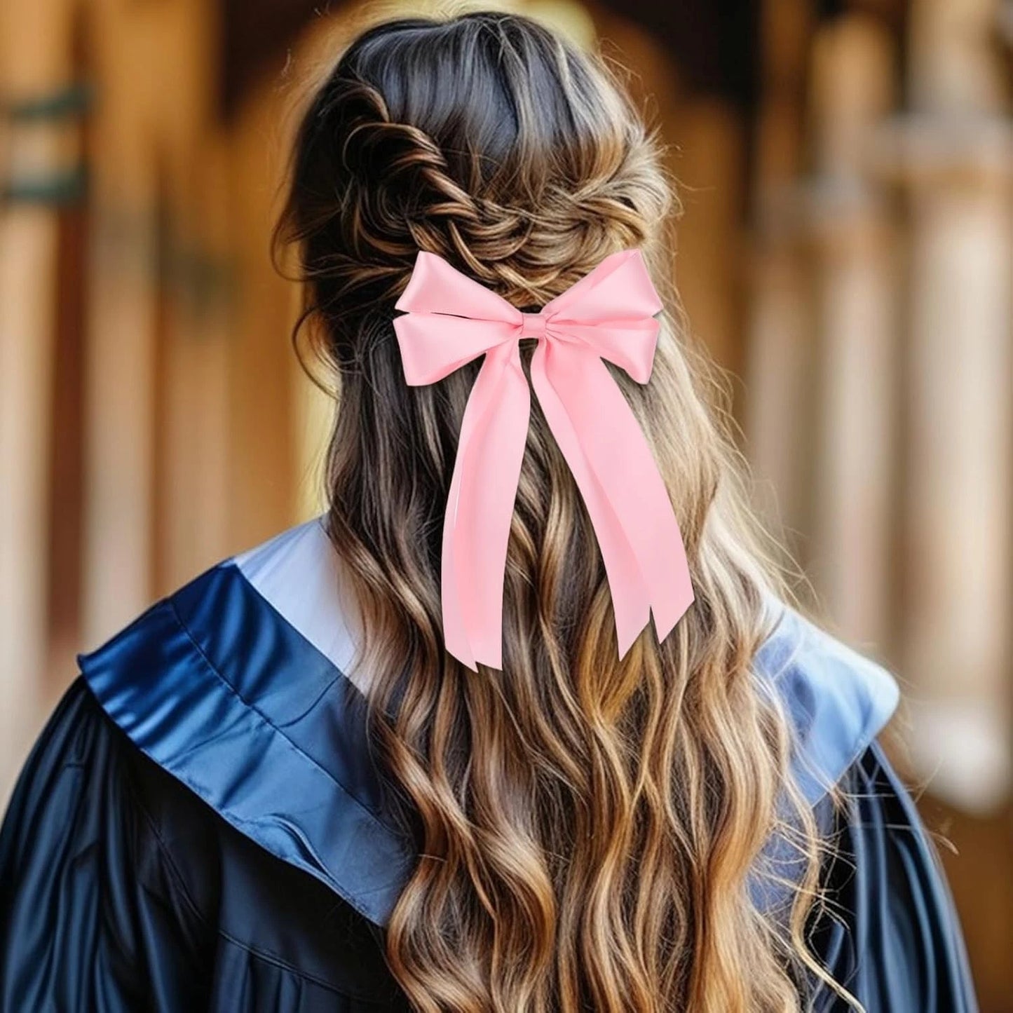 Elastic bow hair ties used for fashion styling