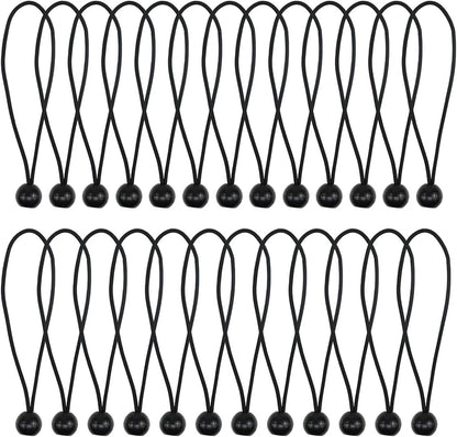 Elastic shock cord loop securing tarp tightly on outdoor frame