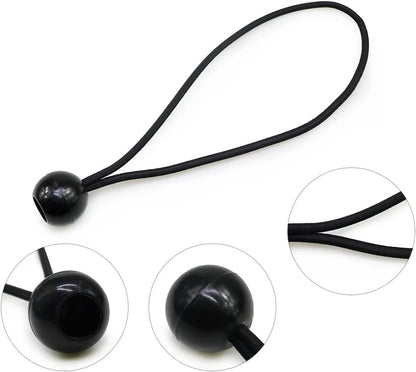 Elastic shock cord loop ties used for securing tarps