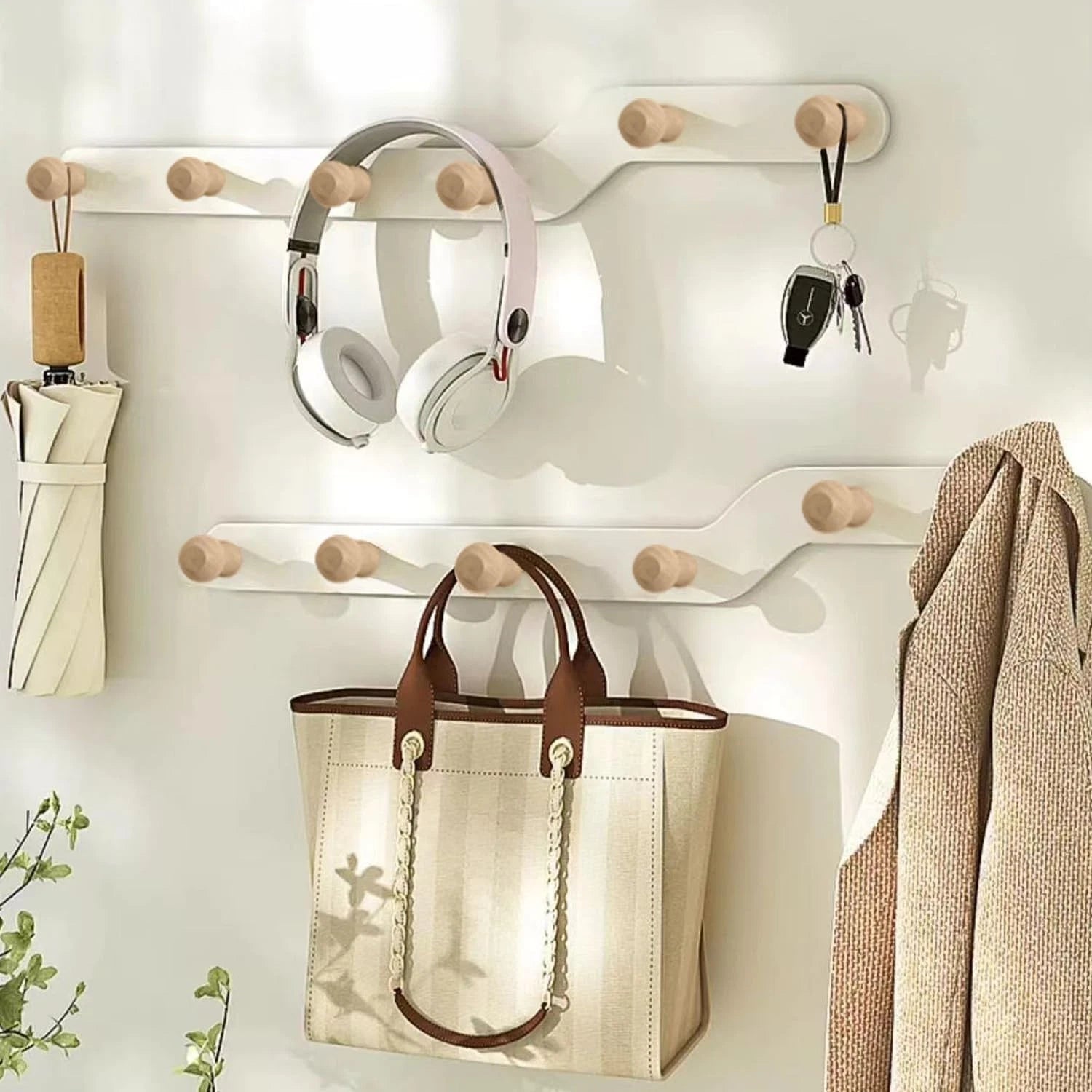 Entryway coat hanger rack wooden design for stylish storage