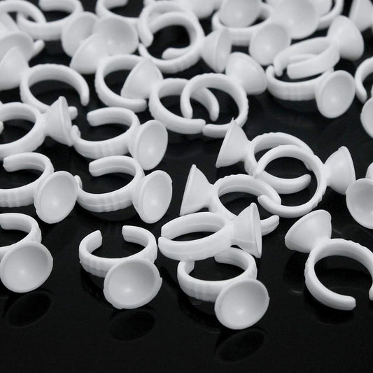 Eyelash glue rings for extension adhesive holder use