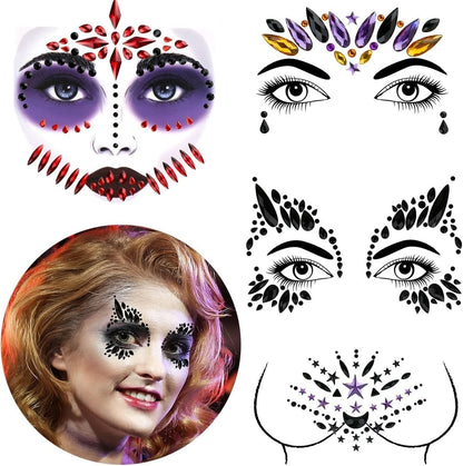 Face gems adhesive glitter set displayed with multiple designs