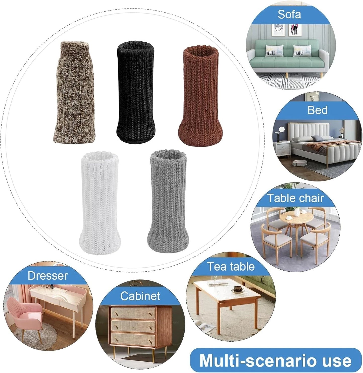 Felt pad chair sock installation on furniture leg for protection