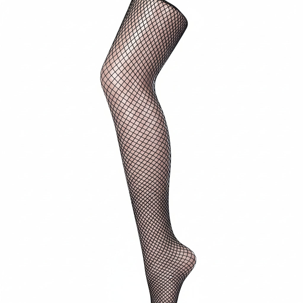 Close up of patterned mesh fishnet tights design